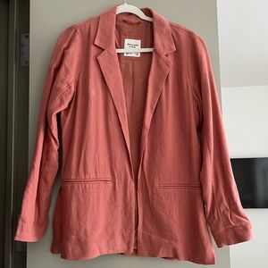 NWOT Abercrombie Linen-Blend Pink Blazer